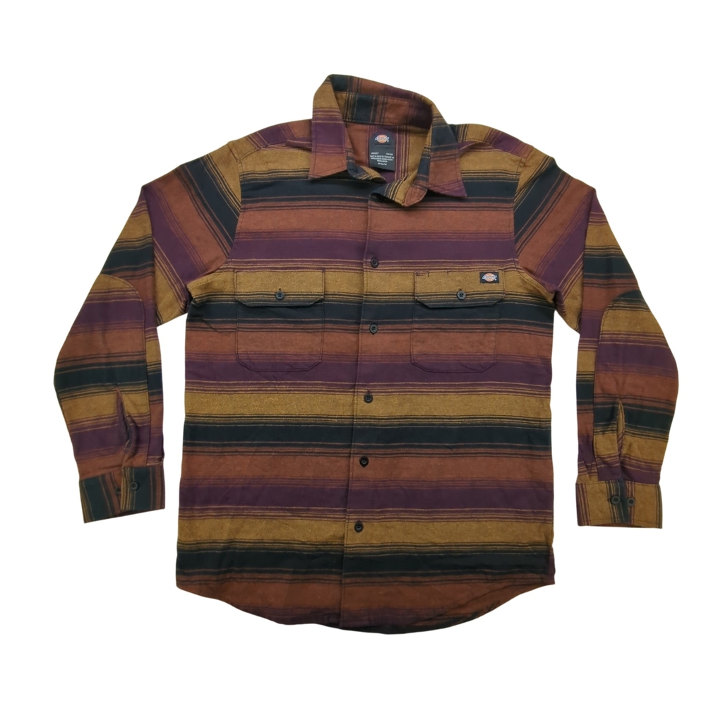 Dickies Shirt Mens Medium WL657WSC Long Sleeve Button Flannel Stripe Western